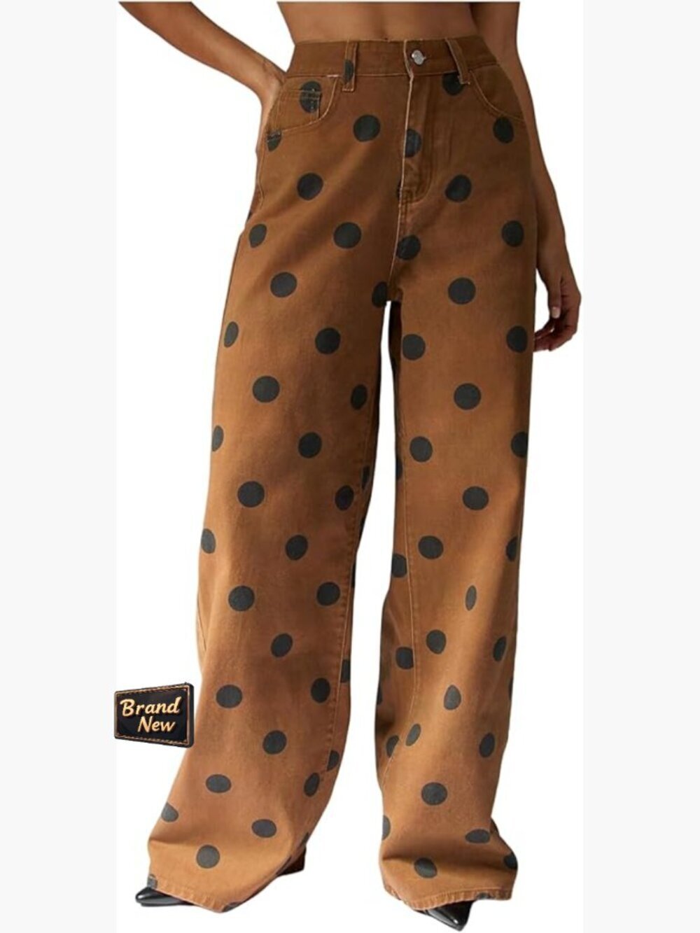 Y2K Polka Dots Wide Leg Baggy Jeans with Pockets